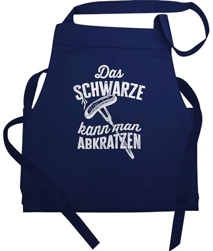 Schürze Geschenk - Grillschürze Erwachsene - Das Schwarze kann man abkratzen - Grillfreunde Grillen Grillgeschenke - 60x87 - Navy Blau - männern geschenke weihnachten herren papa grillmeister