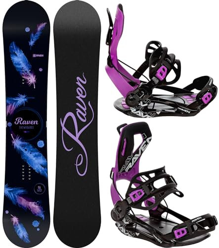 RAVEN Snowboard Set: Snowboard Mia Black + Bindung Fastec FT360 (150cm + FT360 Fuchsia M)