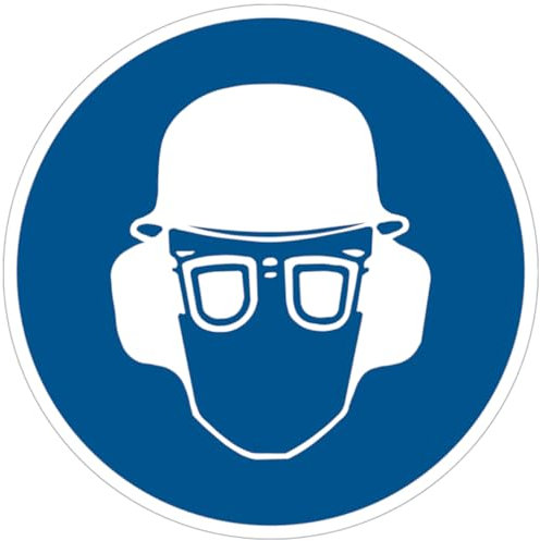 Dreifke® Alu-Schild, geprägt Kopf-, Gehör- und Augenschutz benutzen, Ø30cm, 1 Stück, Praxisbewährtes Gebotszeichen