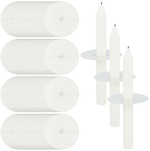 MAYJOYDIY 300 Stück Tropfschutz Für Kerzen Papier 8cm Kerzenhalter Aus Papier Silberfarbenes Aluminisiertes Papier Kerzenlicht Service Set Vigil Kerzen Gedenkkerzen Gemeindekerzen
