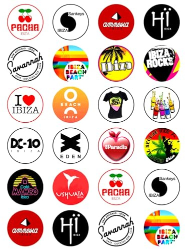 24 x Ibiza Clubs Party Pack Edible Wafer or Icing Cupcake Toppers Nightclub Themed Party Cake Decorations Perfect For Brownies Cookies Muffins & More! (Edible Wafer Card)