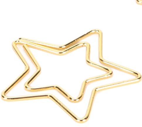 HERCHR 100 Stück Goldene Stern-Büroklammern, Niedliche Büroklammern, Sternförmige Büroklammern, Kleine Metall-Büroklammern, Lesezeichen, Dokumenten-Organisationsklammer Für Die Schule