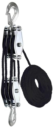Quzente Seilzug, Seilzug, Seilzug - Block and Tackle 2200 Pfund Bruchkraft,Flaschenzug mit einer Tragfähigkeit von 1100 lb für Tierhaltung, Lagerhallen und Konstruktionen