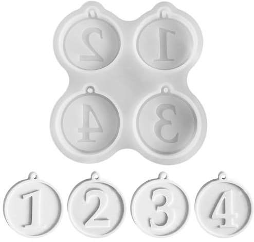 Silikonformen Gießformen, Silikonform Runde Anhänger mit Zahlen 1-4, 3D Weihnachten Anhänger Epoxidharz Formen Gips Zum Gießen Gießformen Silikon, Silikonform Weihnachten für Gips, Handwerk