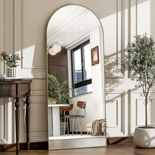 WISSMIELS 57 x 20 Arched Full Length Mirror - Wall Mounted/Floor Mirror Aluminum Alloy Frame Full Body Mirrors for Bathroom Living Room Bedroom and Entryway,Gold