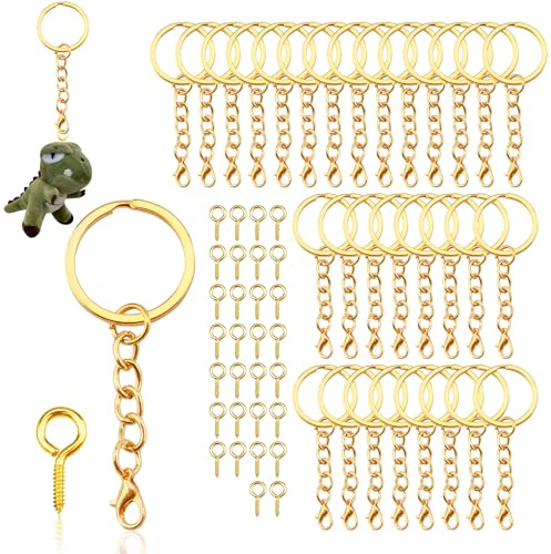 30 Piezas Anillas Llaveros con Cadena Tornillo Facilitar Uso 25mm DIY | Ojo Llavero Metal Dividido para Llaves Bisutería Oro con Cierre Ganchito Langosta Arandelas Durabilidad Personalización