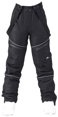 HAOLEI Skihose Damen Wasserdicht Hosenträger Hose Schneehose Winddichte Wanderhose Winter Ski Pants Women Softshellhose Warme Gefütterte Trekkinghose Atmungsaktive Schnelltrocknende Thermohose