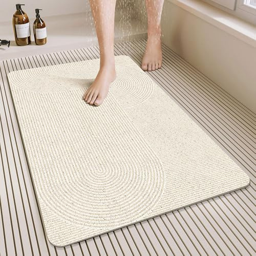 Surwin Duschmatte rutschfest, Weich Komfort Duschmatten, Moderne Einfachheit Waschbar PVC-Luffa Badewannenmatte für Nassbereiche Pflegeleicht Schnell Trocknend rutschfeste (80x120cm,Linien)