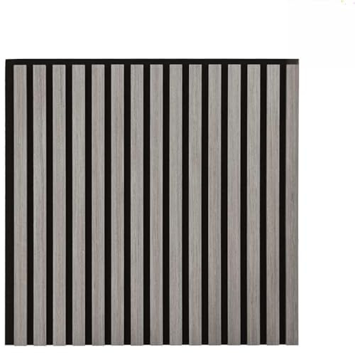 vidaXL Acoustic Wall Panels - 8 pcs Slatted Oak Veneer 60.5x60 cm - Noise Reduction Boards for Home Theatre/Office/Studio - Grey