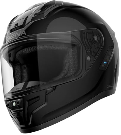 Sena Phantom Integralhelm mit integrierter Kommunikation, LED-Beleuchtung und 2. Generation Sound by Harman Kardon (Schwarz glänzend, L)