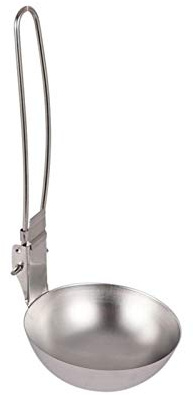 Stainless Steel Ladle - Folding Camping Ladle, Sauce Utensil with Handle Nessie Skimmer Portable Kitchen Strainer Soup Spoon with Comfortable Grip for Kitchen or Outdoor Picnic