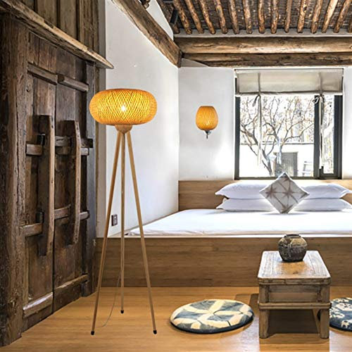 XFZJCHAP Lámpara de Mancha Trípode de Madera para Sala de Estar Estudio de Estudio Decoración de la luz E27 Lámpara de pie de la lámpara de pie (Tamaño: C)