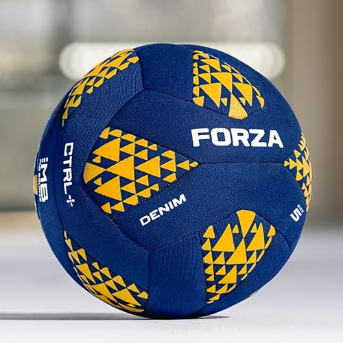 FORZA Freestyle Denim-Fußball | Robuster Trick- und Geschicklichkeitstrainingsball – WFFA-geprüfter Freestyle-Fußball [Größen 4 und 5]
