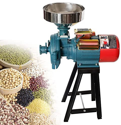 Grinding Mill，Electric Grinder, High Power Adjustable Thickness Grain Mill Electric, Wet and Dry Powder Machine for Herb Rice Corn Grain Coffee Wheat (Wet and Dry),Green-220V
