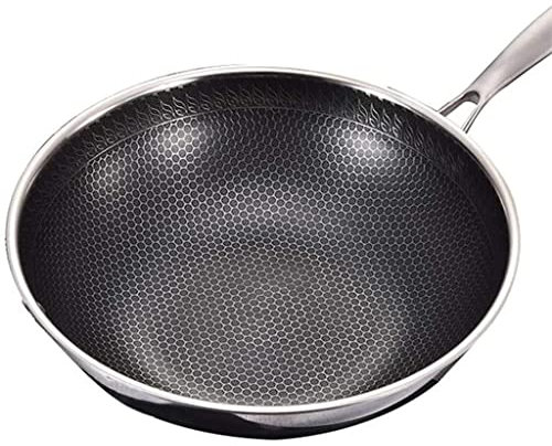 OWOHYG Padella Antiaderente a Nido d'Ape bifacciale in Acciaio Inox, Wok Senza Olio, Padella Antiaderente Senza Fumo, Wok Senza fosforo (D 26 cm)