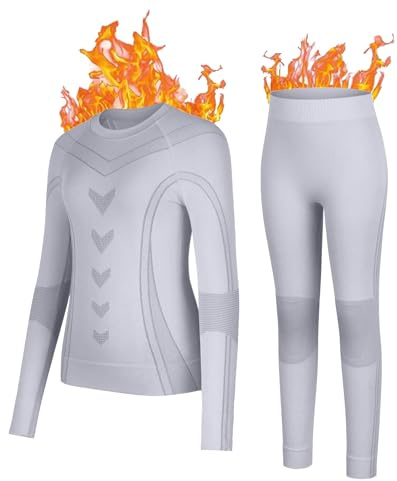 beautyin Boys Cold Weather Base Layer Athletic Thermal Underwear Set Kids Long Sleeve Top and Leggings Long Johns Grey