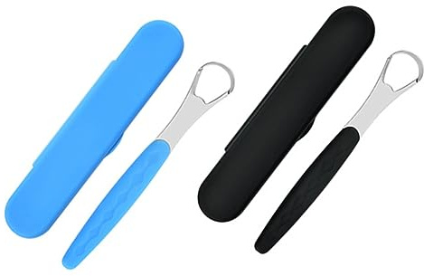 FOMIYES 2sets Kit Pulizia Lingua in Acciaio Inox Strumento Raschiare Lingua Pz per Uso Domestico Rimuove Alito Cattivo Design Ergonomico Durevole