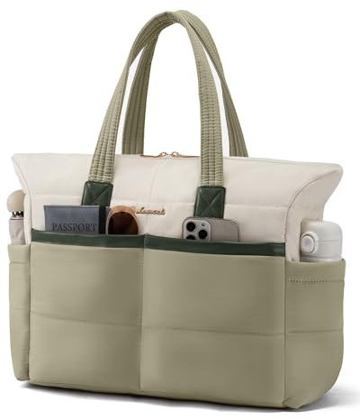 LOVEVOOK Laptoptasche Damen 15,6 Zoll, Shopper Tasche Puffer Handtasche Laptop Arbeitstasche Groß, Wasserdichte Tote Bag Schulhandtasche Women, Aktentasche Bürotasche für Arbeit, Schule, Reisen
