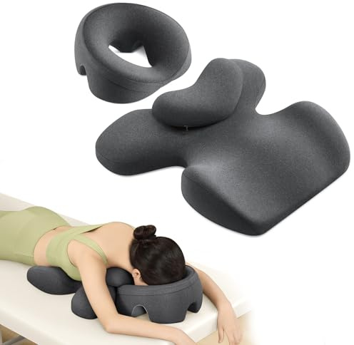 OSZZT Prone Massage Pillow, a Chest and face Support Sleep Pillow, is Suitable for Massage, SPA and Sleep. Face Down for Eye Surgery， After Surgery for Sleeping (Dark Grey)