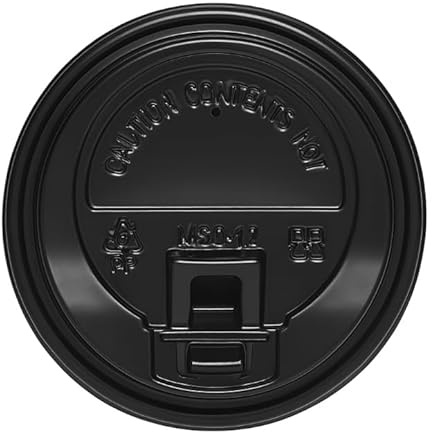 Disposable Coffee Cup Lids, Black Lids for 8oz/12oz/16oz Paper Cups, Push-On Design (12/16 oz Black lid, 50)