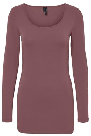 VERO MODA dam Vmmaxi My Ls Soft Long U-Neck Noos' långärmad tröja, Brun (rosbrun), S