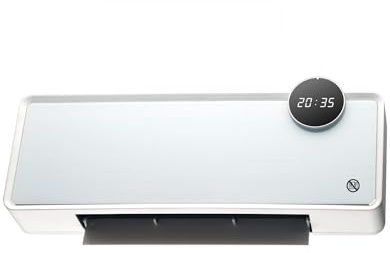 Quality Heating AmberHeat - Riscaldamento da parete in ceramica con termostato WiFi, 2000 W, vetro bianco