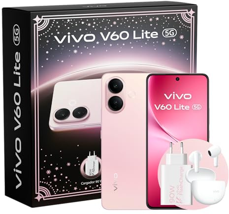 vivo V60 Lite Móvil 5G, 8+256GB ROM, Dimensity 7360-Turbo, Cámara 50MP, Vídeo 4K, Pantalla 6,7’’ 120 Hz AMOLED, Batería 6500 mAh, Carga rápida 90W, telefono móvil con IA, Pink
