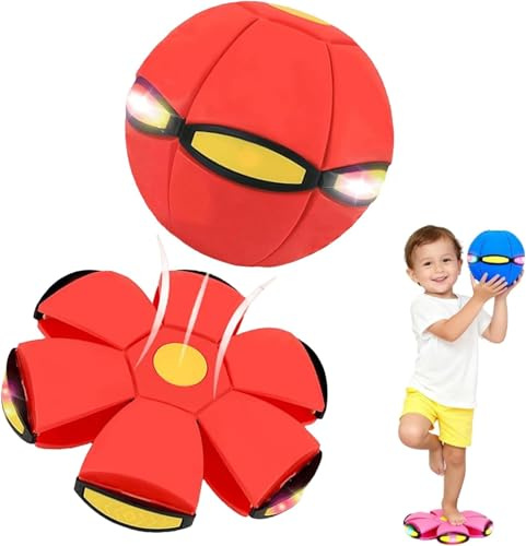 Snugeasy Magic Meta Ball, Magic Flying Ball, 2-in-1 Bouncing Flying Saucer Toy Glow Balls Game with 6 LED Lights, Parent-Child Interaction (01)