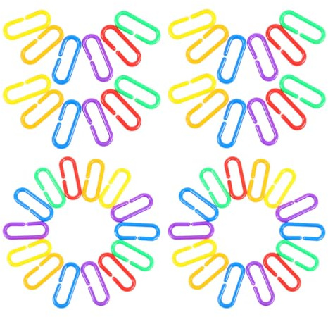 FRCOLOR 360pcs Colorful Plastic Chain Links C-Clips Links Educational Geometric Chain Linking Rings for Kindergarten Math Manipulatives Sugar Glider Cage Accessories Bird Swing Climbing