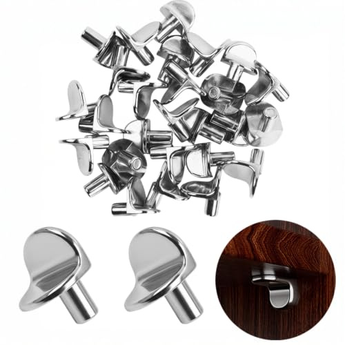 40 Pcs 5mm L-Shaped Shelf Support Pegs, Heavy Duty Metal Shelf Pins for Kitchen Cupboards, Wardrobes, Bookcases, Cabinets, and Furniture Shelves