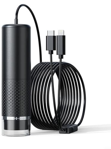 EffiFish Digitales Mikroskop 1600X mit 8 LEDs, USB-Kamera für Android für iOS-Handys, tragbare Lupe für Haut-Haar-Münzen-Inspektion