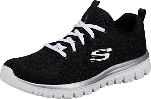 Skechers Graceful Get Connected, Sneaker Donna, Black Mesh White Trim, 40 EU