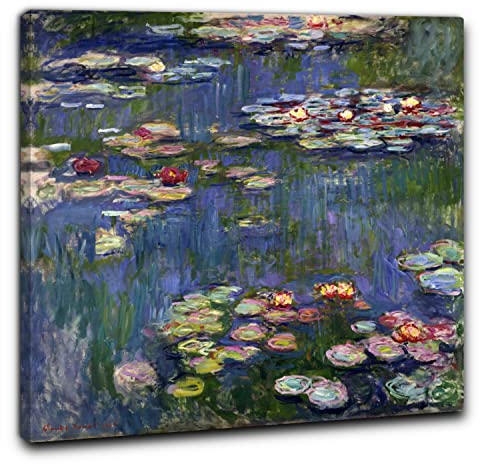 Niik Quadro + Telaio (BC) Le ninfee 3 di Claude Monet 60 x 60 x 1,7 cm Falso d'autore Stampa su Tela