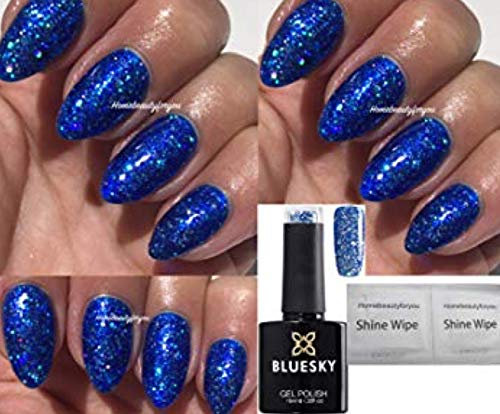 Bluesky Nail Gel Polish BLUE GLITTER Blue Royal Ocean Blue Diamond Glitter Sparkle BLZ02 UV LED Soak Off 10ml