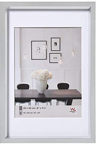 walther design Bilderrahmen silber 50 x 60 cm mit Passepartout, Steel Style Kunststoffrahmen ES060S