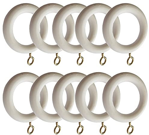 29mm x 45mm White Curtains Rings Drapery Pole with Curtain Loops & Gliders - Easy-Glide Design with Eyelets, Made from Plastic for 22mm Pole (Pack of 10)