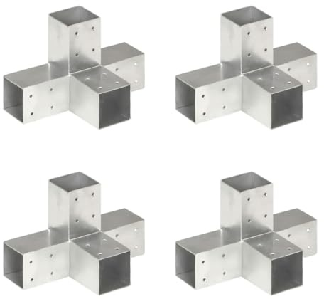 vidaXL Pfostenverbinder 4 Stk. X-Form Verzinktes Metall 71 x 71 mm