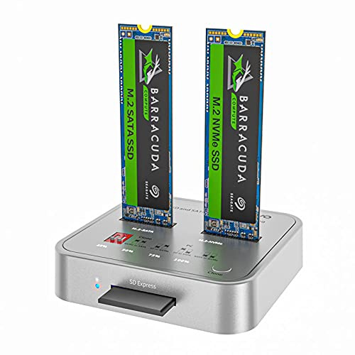 MAIWO NVMe SATA M.2 SSD Estación de Acoplamiento de Disco Duro,USB3.1 GEN2 10Gbps Duplicador, Diseño sin Herramientas, Admite 4 Modos de Clonación, 2 Bahías, Blanco (K3016CL)