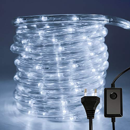 Einfeben LED Lichterschlauch Außen Innen, 20M 480 LEDs Kaltweiß Aussen LED Schlauch, Wasserdicht Lichtschlauch mit Timer und 8 Modi für Garten Party Hochzeit Weihnachts Deko