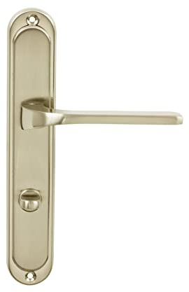 domino Türgriff TIPO M9 WC-Bad 78, Aluminium Drückergarnitur für Zimmertüren, Türgriffe, Langschildgarnitur, Türdrücker-Set, Türbeschläge, Haustürgriff, Ziehgriff, Nickel