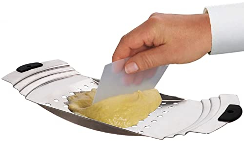 Stainless Steel Spaetzle Maker with Comfort Grip Handle, Stainless Steel Spider Strainer Skimmer Spoon Pasta Strainer, Homemade Traditional German Egg Noodle Dumpling Making Tool