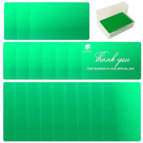FONLAND 100 Stücke Metall Visitenkarten Blank Laser Gravierte Aluminiumlegierung Dicke Für House Office DIY Geschenkkarten, 10 Farben (Grün)