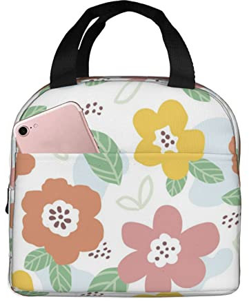 Lunch Bag Abstract Pink Floral Lunch Box isolato Teen School Borse riutilizzabili Pasto Contenitore portatile Tote per ragazzi Ragazze Viaggi Lavoro Scatole da picnic