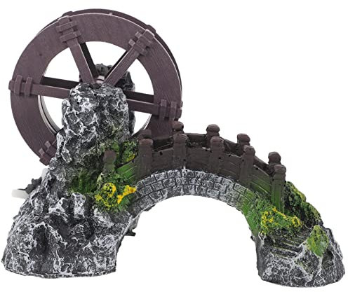 FUNOMOCYA Windmill Water Wheel Oxygen Pump Simulation Bridge Decor Craft Model for Aquarium Ornaments and Garden Bridges Bonsai Ornament for Micro-landscape Decor