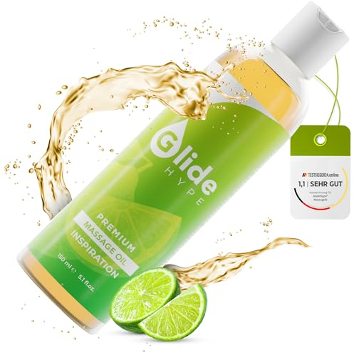GlideHype PREMIUM Massageöl INSPIRATION mit Limettenduft | hautpflegendes Gleitöl für sinnliche Massagen zur Entspannung (150 ml)