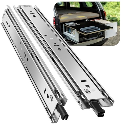 BAIDICE 1 Pair Heavy Duty Locking Drawer Slides with Lock 12 14 16 18 20 22 24 26 28 30 32 34 36 38 40 Inch 150 lb Load Capacity Side Mount Full Extension Ball Bearing Rail Runner（with Lock,12 inch）