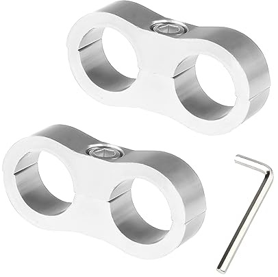 JNNJ 2 Stück Kraftstoffleitungs-Montageklemmen, Aluminium-Schlauchverschraubungsadapter, 6AN Trennschellen, Geeignet Für Kraftstoffschlauch, Gasölschlauch(Silber)