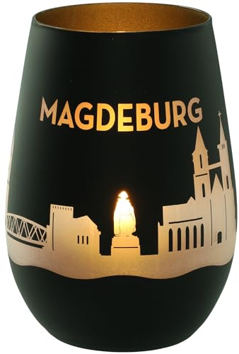Goodtimes Windlicht Magdeburg Skyline (Schwarz & Gold)