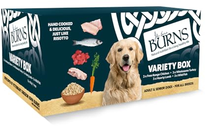 Burns Pet Nutrition Natural Wet Dog Food For Adult & Senior Dogs, 12 x 150 g Variety Box, 3 x Free-range chicken, 3 x Hearty Lamb, 3 x Free-range Turkey, 3 x Wild Fish