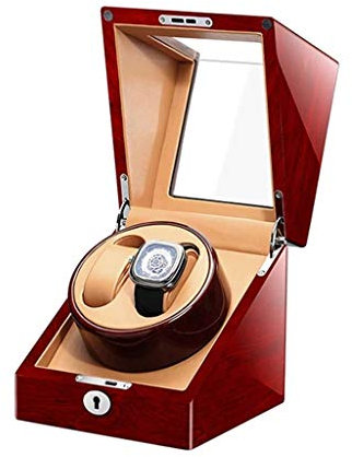 FERGERG Uhrenboxen, automatische Uhrenrolle, Holzuhrenbox für 2 Uhren, Display, Aufbewahrungstasche, Organizer, Uhrenzubehör, Rot charitable